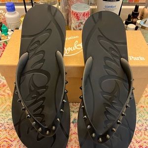 Christian Louboutin Loubi Donna spiked flip flops EU.42 size fits US 10